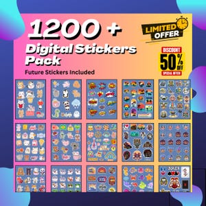 1200+ Digital Stickers for GoodNotes & iPad, Digital Sticker Pack, Sticker Bundle, Printable Stickers, Sticker PNG Files, Sticker Download