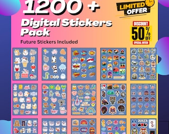 1200+ Digital Stickers Pack: GoodNotes & iPad (PNG Download)