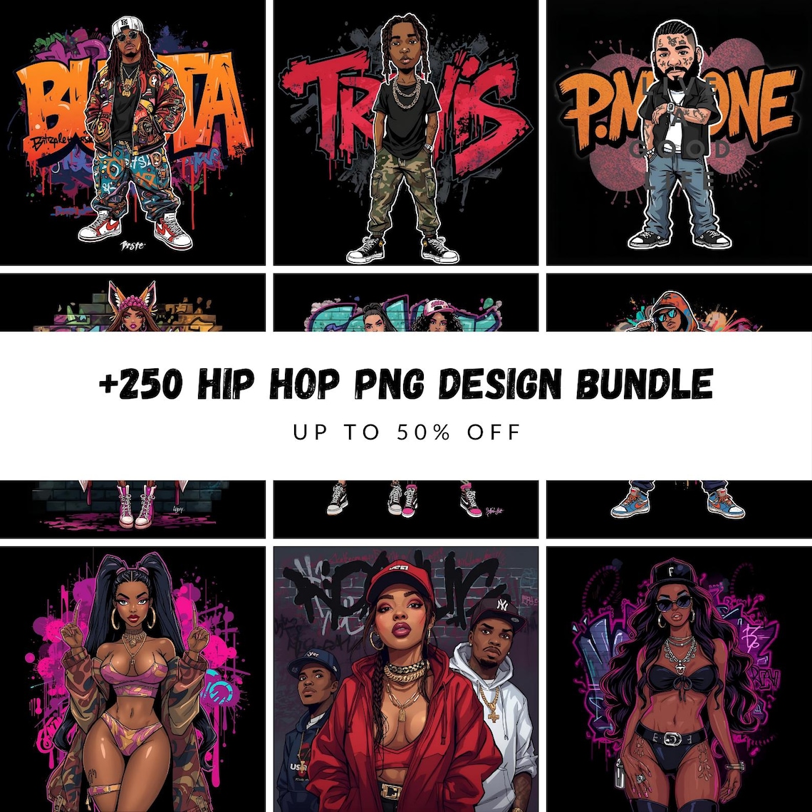 Rap Video Graphics 250+ Hip Hop PNG Design Bundle, Rap-themed Graphics, Vintage Rap T ...