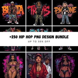 250+ Hip Hop PNG Design Bundle, Rap-Themed Graphics, Vintage Rap T-Shirt, (Digital Download)