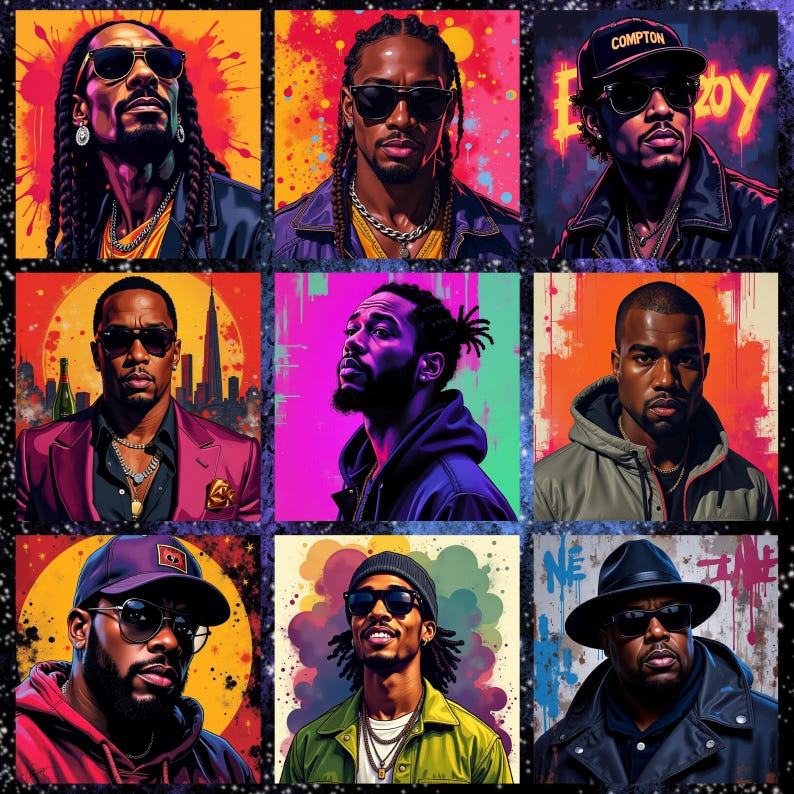 Rap Video Graphics Hip Hop PNG Design Bundle: Bootleg Rap Legends, Streetwear Graphics ...