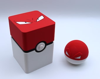 Voltorb Pokémon Gift Pack – Poké Ball & Top Loader Deck Box Set – Pokémon TCG Gift for Collectors