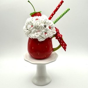 Mini Fake Bake faux whipped topping Shelf Sitter Strawberry mug