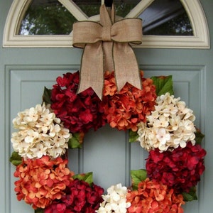 Fall Hydrangea, Fall Wreath Etsy, Fall Hydrangea, Wreaths for front door, Outdoor Autumn Wreaths