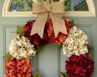Fall Wreath - Fall Hydrangea Wreath - Fall Hydrangea Door Wreath