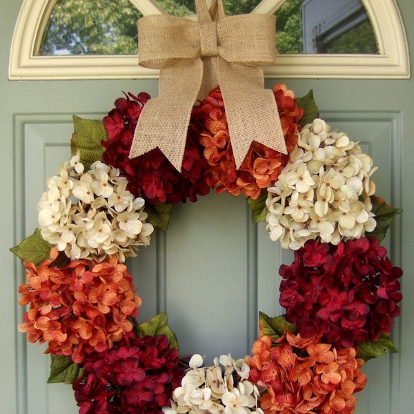 Fall Wreath - Fall Hydrangea Wreath - Fall Hydrangea Door Wreath