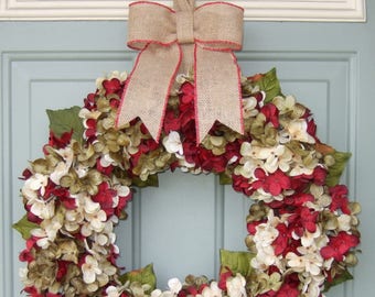 Christmas Wreath - Wreath for Christmas - Christmas Hydrangea Door Wreath