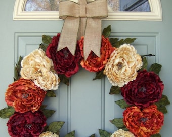 Fall Wreath - XL Fall/Autumn Wreath - Fall Door Wreath - Fall Door Decor Wreath