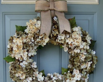 Wreath for Door - Hydrangea Wreath - Hydrangea Door Wreath