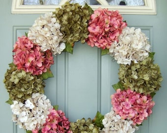 Summer Wreath - Wreath for Summer Door - Summer Hydrangea Wreath - Front Door Wreath