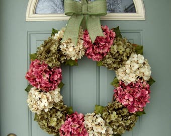 Summer Wreath - Wreath for Summer Door - Summer Hydrangea Wreath - Front Door Wreath
