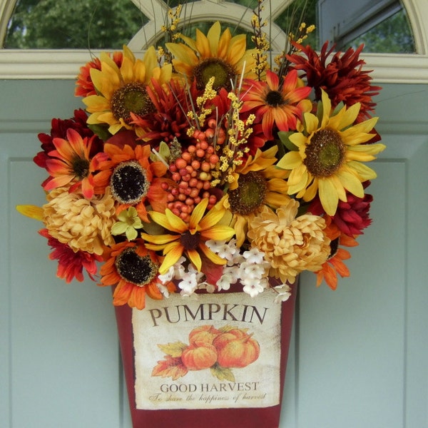Fall Wreath - Fall Wreath for Door - Fall Door Basket - Thanksgiving Door Wreath