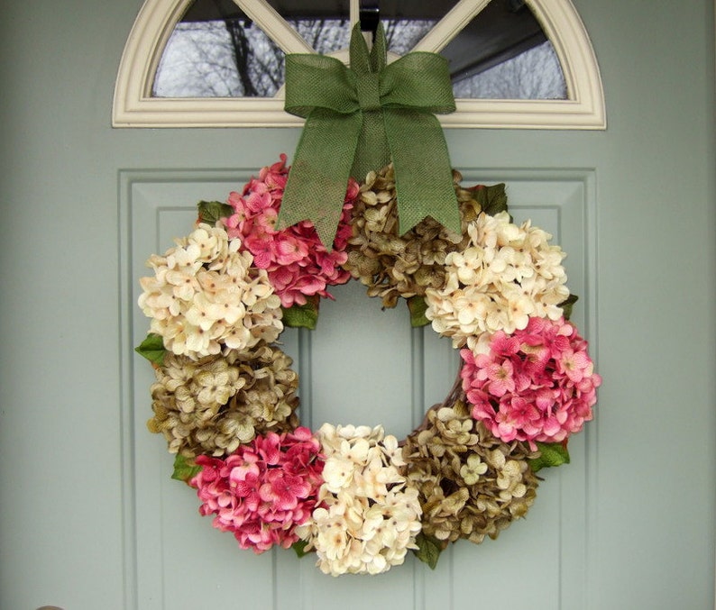 Summer Wreath Wreath for Summer Door Summer Hydrangea Wreath Front Door Wreath image 2