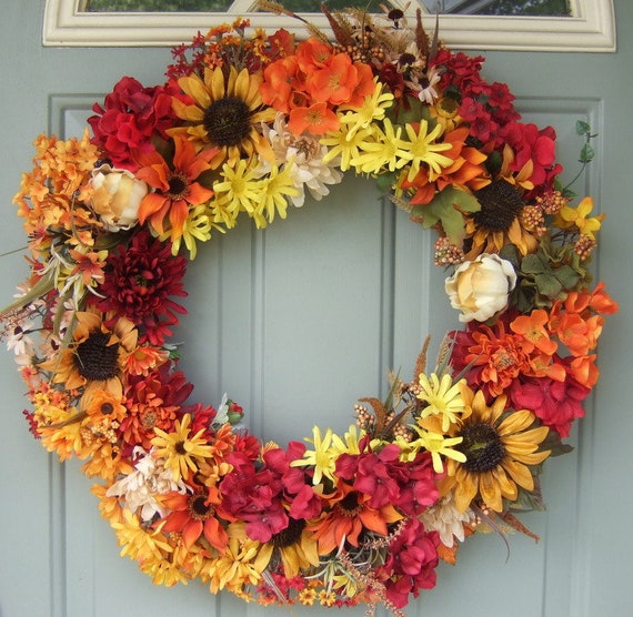 Fall Wreath Fall Sunflower Wreath Wreath for Fall Door | Etsy