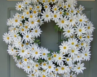 Daisy Wreath Summer Daisy Wreath Daisy Door Wreath Farmhouse White Daisy Wreath