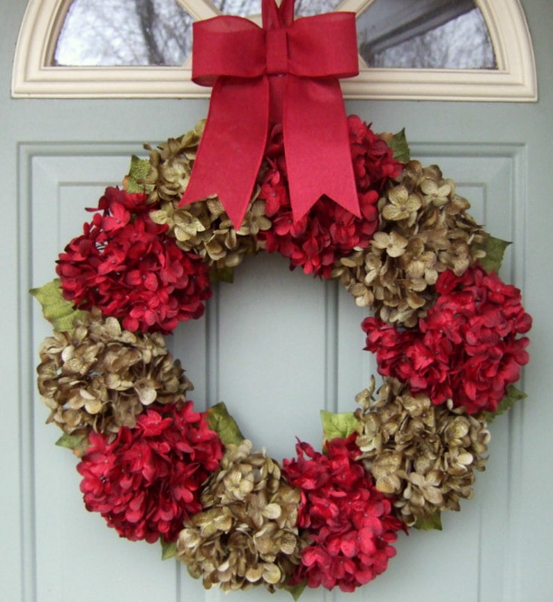Christmas/Holiday Wreath Wreath for Christmas/Holiday Door Christmas/Holiday Hydrangea Wreath image 1