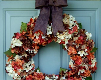 Wreath for Fall - Hydrangea Wreath Fall Door