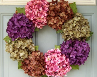 Summer Wreath - Wreath for Summer Door - Summer Hydrangea Wreath - Front Door Wreath