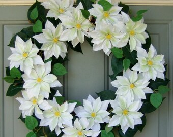 Summer Wreath - Wreath for Summer Door - Clematis Wreath