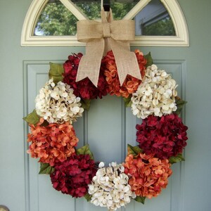 Fall Wreath Fall Hydrangea Wreath Fall Hydrangea Door Wreath image 2