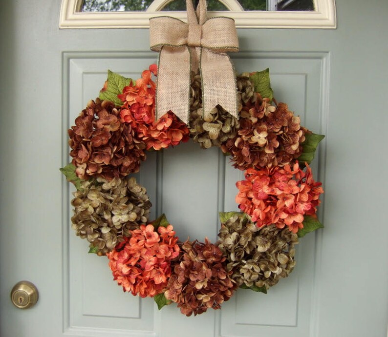 Fall Wreath Fall Hydrangea Wreath Fall Hydrangea Door Etsy