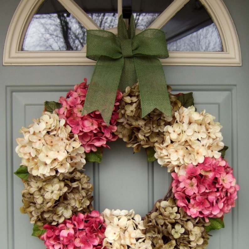 Summer Wreath Wreath for Summer Door Summer Hydrangea Wreath Front Door Wreath image 1