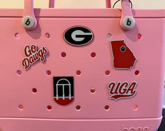 University of Georgia - UGA Bogg Bag Charms Accessory Pack For Tailgating Beach Alumni Parents Students Gifts Cute Collegiate Flair