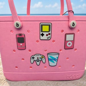 Retro Tech Bogg Bag Charms | Razr Gameboy iPod Controller Cup Charm | Beach | Simply Southern Tote Accessories