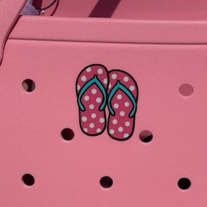 Flip Flops Bogg Bag Charm, Bogg Bag Tags, Bogg Bag Accessories, Beach Bag Charms, Pool Bag Charms, Beach Bag Accessories, Bogg Bag Buttons image 1