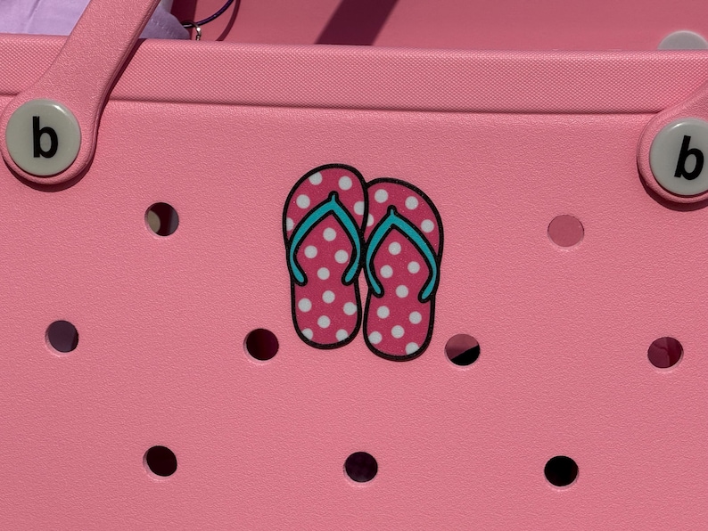 Flip Flops Bogg Bag Charm, Bogg Bag Tags, Bogg Bag Accessories, Beach Bag Charms, Pool Bag Charms, Beach Bag Accessories, Bogg Bag Buttons image 1