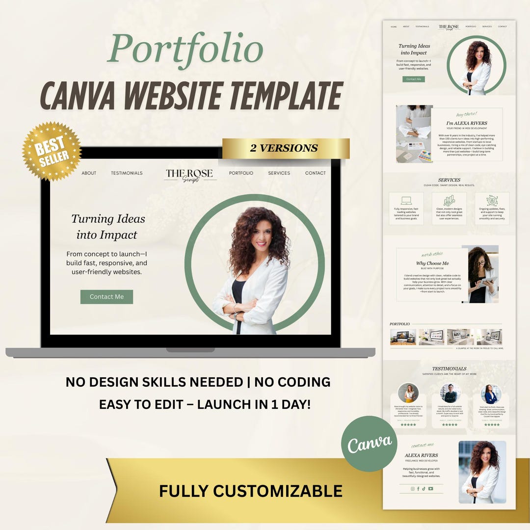 Portfolio Canva Website Template – Ideal for Virtual Assistants, Web ...