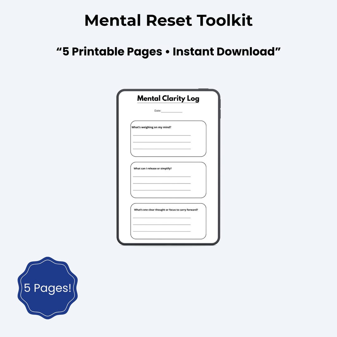 Daily Planner Printable – Mental Reset Planner for Overwhelm, Clarity ...