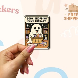 読書は私のセラピーステッカー - かわいいゴースト読書愛好家デカール、ジャーナル、Kindle、またはブックカート用の面白い読書美学