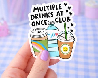 Multiple Drinks At Once Sticker – Funny Coffee Lover