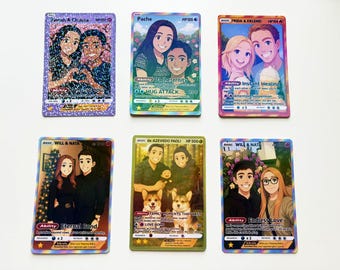 Carte personnalisée de style Poke Couple - Finition holographique et brillante