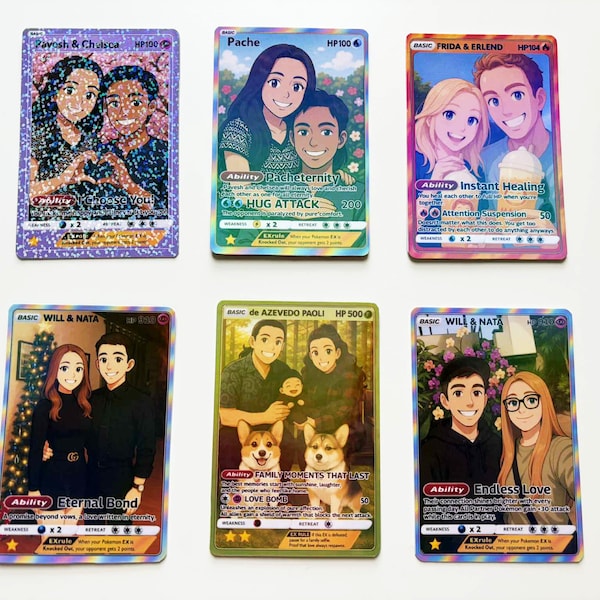 Custom Couple Poke Style Card – Holographic & Glossy Finish