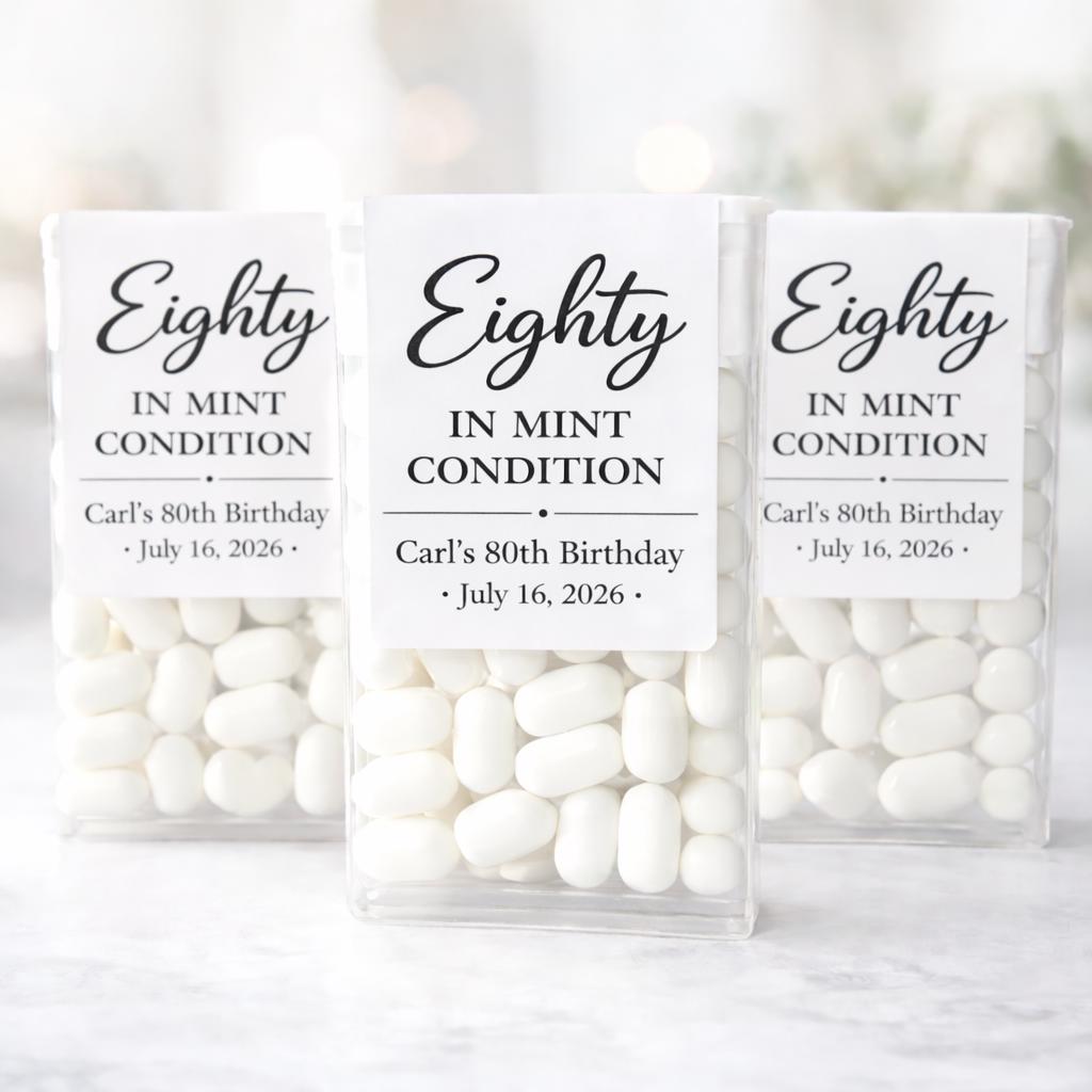 Eighty in Mint Condition Sticker Label – 80th Birthday Favor ...