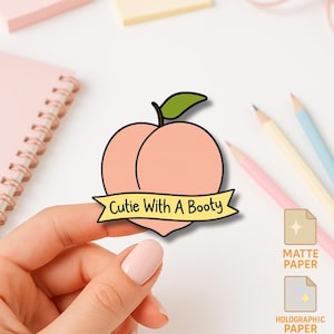 Peach Sticker Cutie With A Booty Funny Fruit Kawaii Aesthetic