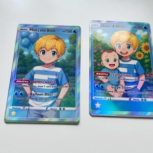 Custom Poke Style Card for Kids or Siblings • Anime Style Holographic Keepsake
