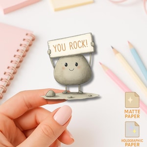 You Rock Sticker Cute Rock Pun Positive Quote Funny Vinyl Decal Uplifting Gift Waterproof Sticker - U.S. Duty free!!