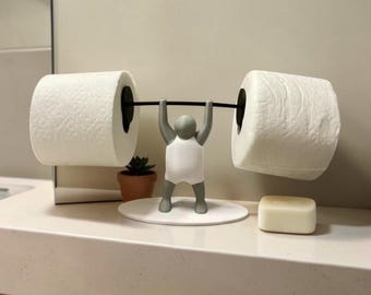 Funny Weightlifter Toilet Paper Holder, Gym Bathroom Decor Roll Stand, Fitness Enthusiast Gift, Strongman Restroom Storage, Bodybuilder Gift
