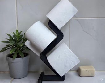 Zigzag Toilet Paper Holder Freestanding, Modern Bathroom Decor, Holds 3 Rolls, Minimalist Bathroom Organizer, Housewarming Gift, Home Decor