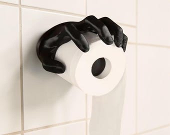 Spookachtige hand toiletpapierhouder, griezelige wanddispenser voor toiletpapier, gotische badkamerdecoratie, cadeau voor horrorfilmliefhebbers, unieke handdoekhaak