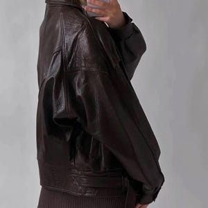 Handmade 90s Women’s Vintage Oversized Straight Leather Jacket, Leather Jackets, Slim Fit Straight Leather Jackets, Birthday Gift for her