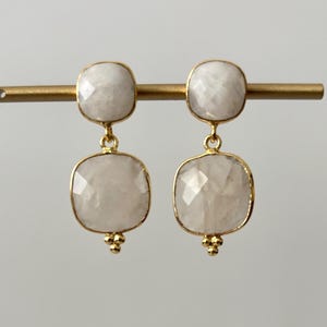Moonstone earrings set in 18K gold plate