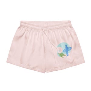 Ocean Soul Silky Pajama Shorts – Chill Beach Vibes with Sea Turtle, Wave & Surfer Design | Comfy Coastal Sleep Shorts by Turtley Yours