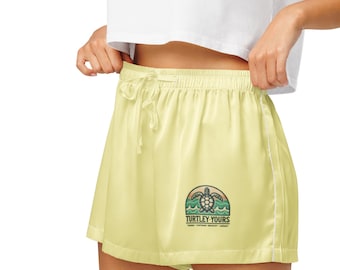 Silky Pajama Shorts: Coastal Loungewear with Turtley Yours Logo