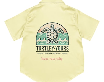 Silky Pajama Shirt: Coastal Sleepwear with Turtley Yours Logo