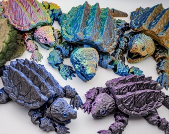 Articulated Snapping Turtle Fidget Toy, Color Shifting Realistic Flexi Reptile Figure