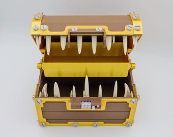 ミミック宝箱 - 歯、コンビネーションロック、隠し棚付きのファンタジーボックス